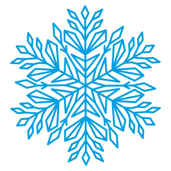 Símbolo Copo Nieve Silueta Azul Aislado Sobre Fondo Blanco — Vector de stock