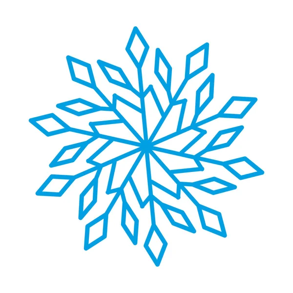 Beyaz arkaplanda izole edilmiş kar tanesi sembolü mavi siluet.
