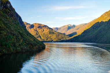 Ünlü Geiranger Fjord 'da bir yolcu gemisiyle