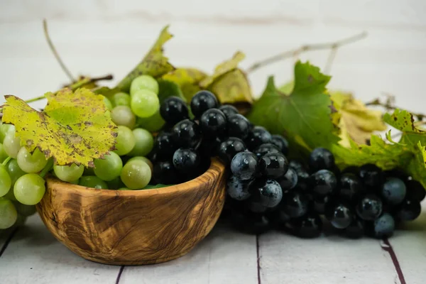 Liście Winogron Winogrona Jesiennym Świetle — Zdjęcie stockowe