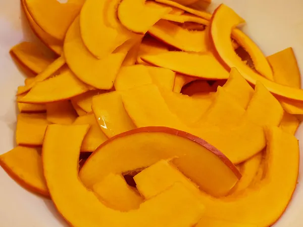 Sopa Batata Naranja Con Patatas Fritas Cucurbita Máxima Calabaza Hokkaido —  Fotos de Stock