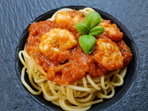 Spaghetti Allá Busara Pasta Con Camarones Una Especialidad Italiana —  Fotos de Stock