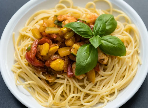 Spaghetti Allá Busara Pasta Con Camarones Una Especialidad Italiana —  Fotos de Stock