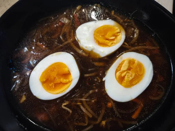 Een Vers Gekookte Japanse Ramen Soep — Stockfoto