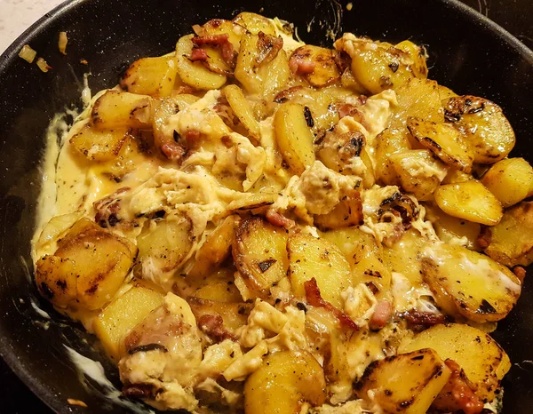 Farmers Desayuno Con Huevos Jamón Papas Fritas — Foto de Stock