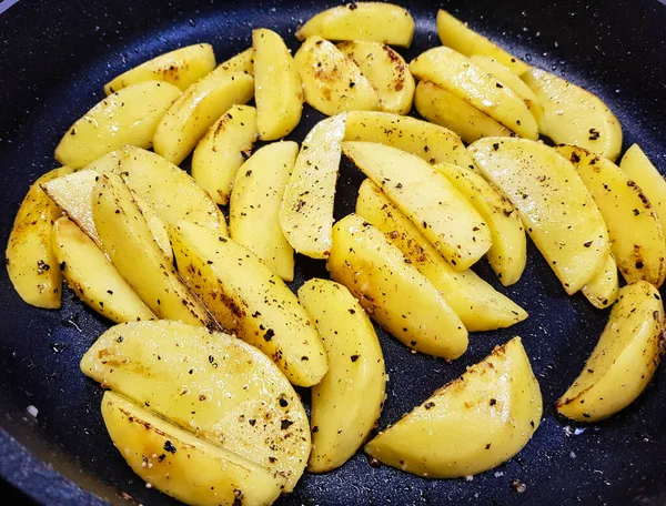 Farmers Petit Déjeuner Avec Œufs Jambon Pommes Terre Frites — Photo