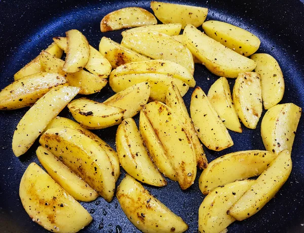 Farmers Petit Déjeuner Avec Œufs Jambon Pommes Terre Frites — Photo