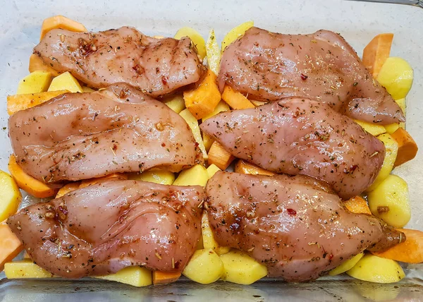 Filete Pechuga Pollo Asado Con Hierbas Especias —  Fotos de Stock