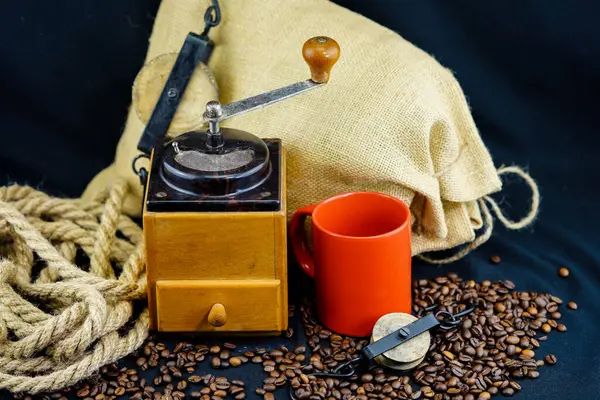 Grãos Café Castanhos Torrados Hora — Fotografia de Stock