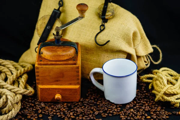 Grãos Café Castanhos Torrados Hora — Fotografia de Stock