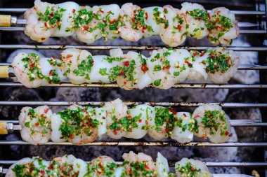 white tiger prawns with herbs and spices