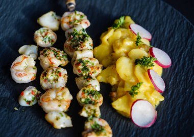 white tiger prawns with herbs and spices