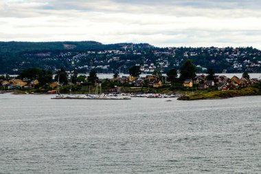 Oslo, Norveç 'in başkenti. Gemi Terminali perspektifinden.
