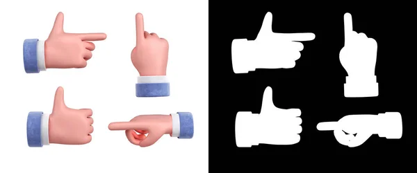 Hands Different Poses Render Icons White Alpha — 图库照片