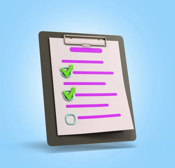 Clipboard Planing Check Concept Render Blue Gradient — Stock Photo, Image