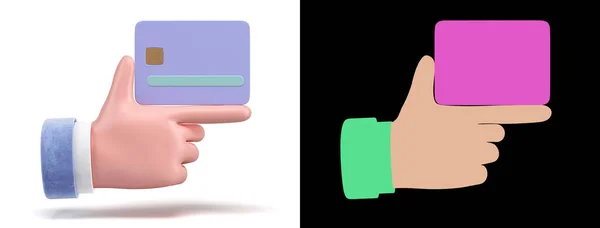 Simple Icon Hand Credit Card Render White Alph — Fotografia de Stock