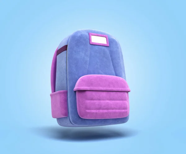 Colored Backpack Bag School Render Blue Gradient — Zdjęcie stockowe
