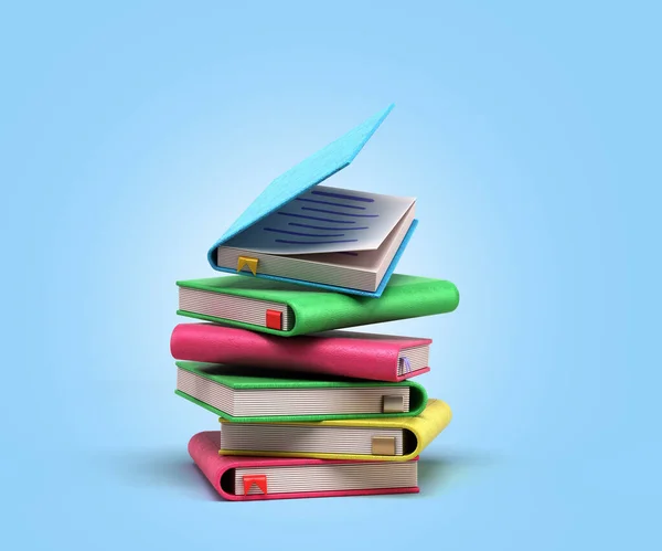 Online Library Services Learning Concept Blank Books Stack Illustration Blue — Stock Fotó