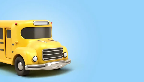 Wintage Toon Yellow School Bus Background Illustration Blue Gradient — Zdjęcie stockowe