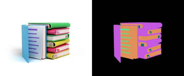 Self Learning Concept Blank Books Stack Illustration White Alpha — 스톡 사진