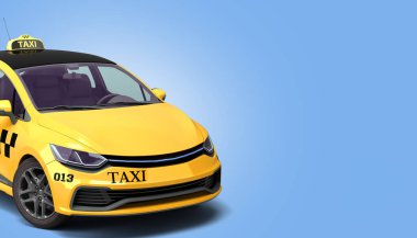 Ordering a taxi cab online internet service transportation concept  yellow taxi 3d render on dlue gradient