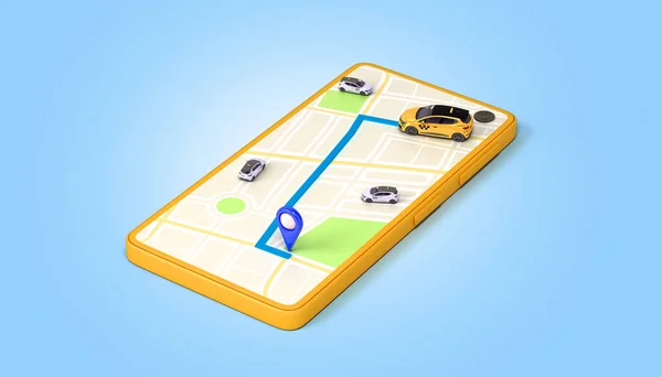 Ordering Taxi Cab Online Internet Service Transportation Concept Navigation Pin — 图库照片