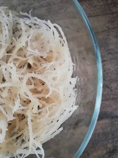 Boiled Cocked White Seaweed Glass Bowl — Stock Photo, Image