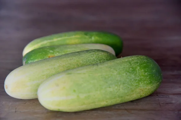 Cucumber Vegetable Placed Brown Wooden Table — Stock Photo, Image