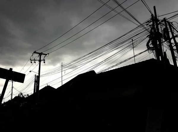 Electric Cables Street Sky — 스톡 사진