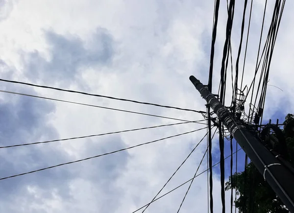 Elektrische Kabels Straat Tegen Lucht — Stockfoto