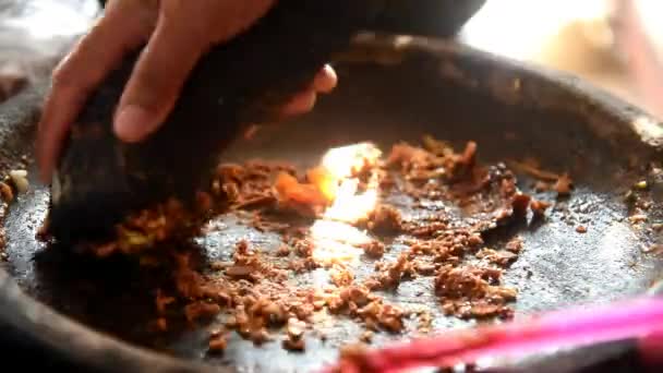 Mezcla Preparación Tradicional Indonesio Nombres Alimentos Gado Gado Con Mezclador — Vídeo de stock