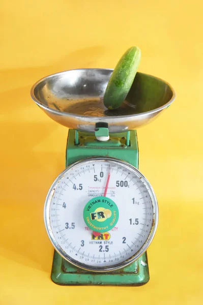 Bali Indonesia May 2022 Scales White Green Color Cucumber Fruit — Stock Photo, Image