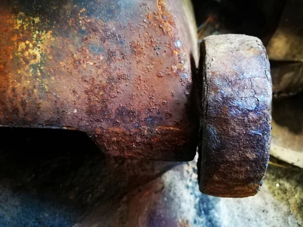 Metal Tekerleğin Eski Paslı Dokusu Yakın Çekim — Stok fotoğraf