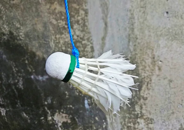 Uma Maré Badminton Shuttelcock Conceito Treinamento Conceito Iniciante Fundo Parede — Fotografia de Stock