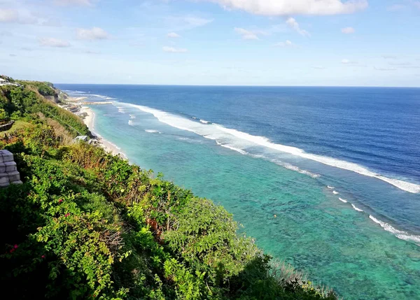 View of Indian Ocean, from the top of the hill at Unggasan village, in the southern part of Bali island during nice weather