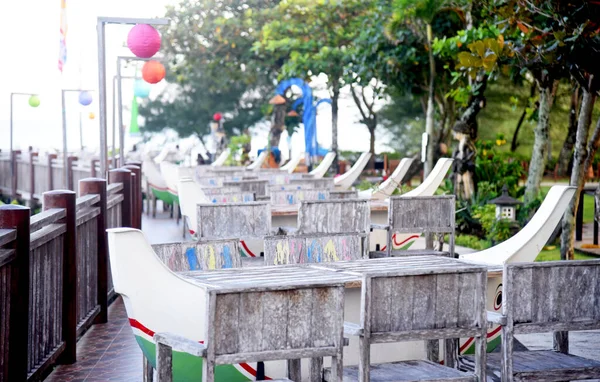 Sea Side Restaurant Old Style Chairs Tables — Fotografia de Stock