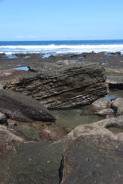 Rock Formation South Area Bali Island Black Sand Beach —  Fotos de Stock