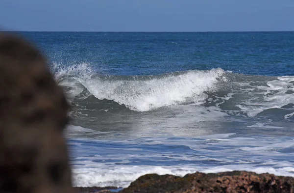 Seascapes South Cost Bali Island Indonesia Rock Formation Big Wave — Zdjęcie stockowe