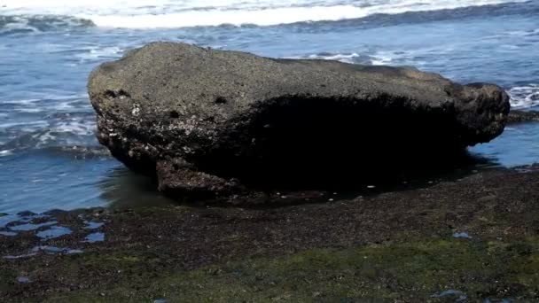 Seascapes South Coast Bali Island Indonesia Rock Formation Black Sand — Stock videók