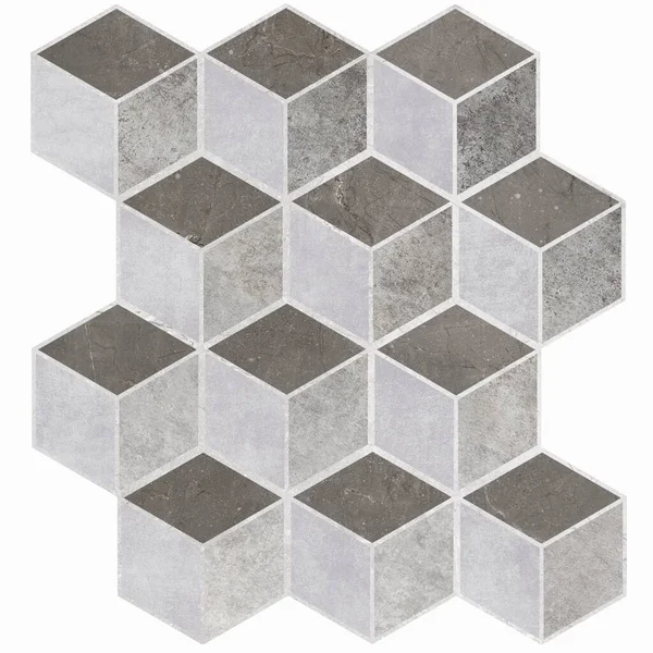 Beton Döşeme. Geçiş zemini. Tahta kiremit. İç seramik duvar döşemeleri ve döşeme döşemeleri için kullanılan ahşap desenli ahşap desen. Altıgen fayanslar ahşap zemine dökülüyor..