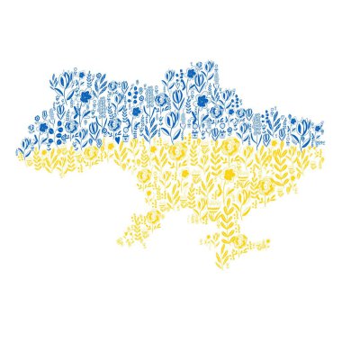 Ukrayna 'ya bayılırım. Ukrayna bayrağının renginde çiçek haritası.