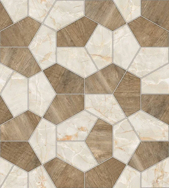 Wood and marble Pattern Texture Used For Interior Exterior Ceramic Wall Tiles And Floor Tiles. Hexagon tiles.