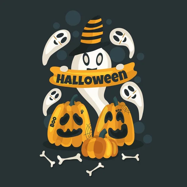 Feliz Halloween Ilustración Vectorial Unas Vacaciones Místicas Miedo Una Invitación — Vector de stock