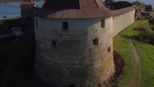 Pevnost Oreshek Nut Různých Videoklipů Letecké Záběry Starodávné Ruské Pevnosti — Stock video