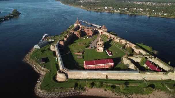 Pevnost Oreshek Nut Různých Videoklipů Letecké Záběry Starodávné Ruské Pevnosti — Stock video