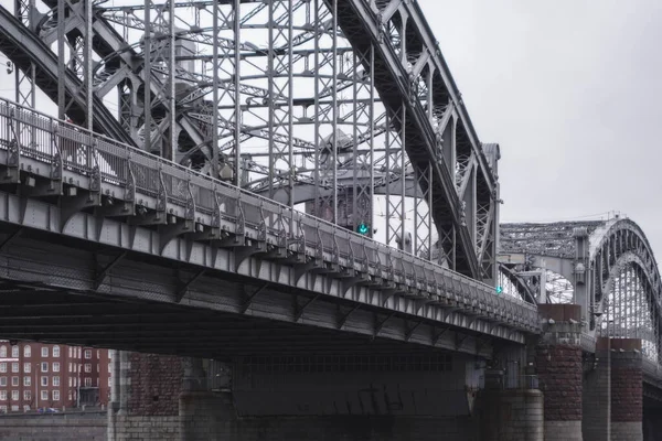 Ponte Oscillante Pietro Grande Bolsheokhtinsky Uno Dei Ponti Più Interessanti — Foto Stock