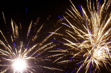 Blurred fireworks out of focus for background.