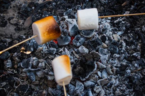 Foco Están Ardiendo Carbón Con Las Últimas Chispas Fuego Humo —  Fotos de Stock