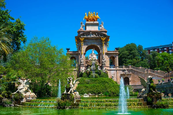 Spain Barcelona May 2022 Monumental Two Level Fountain Classical Style — Stock Photo, Image