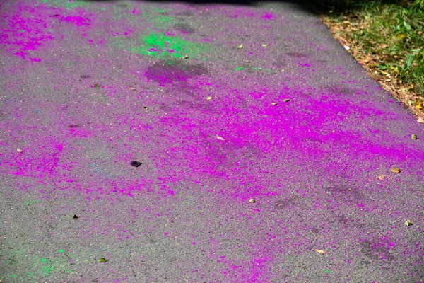 Multi Colored Traces Dry Paint Colored Powder Asphalt Traces Paint — Photo